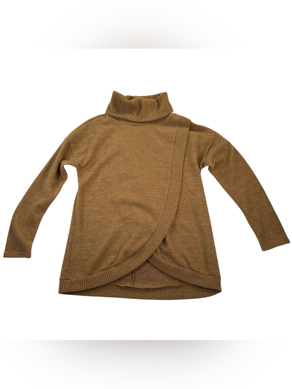143 Story by Line Up Asymmetrical Wrap Hem Turtleneck Sweater Cozy Minimalist